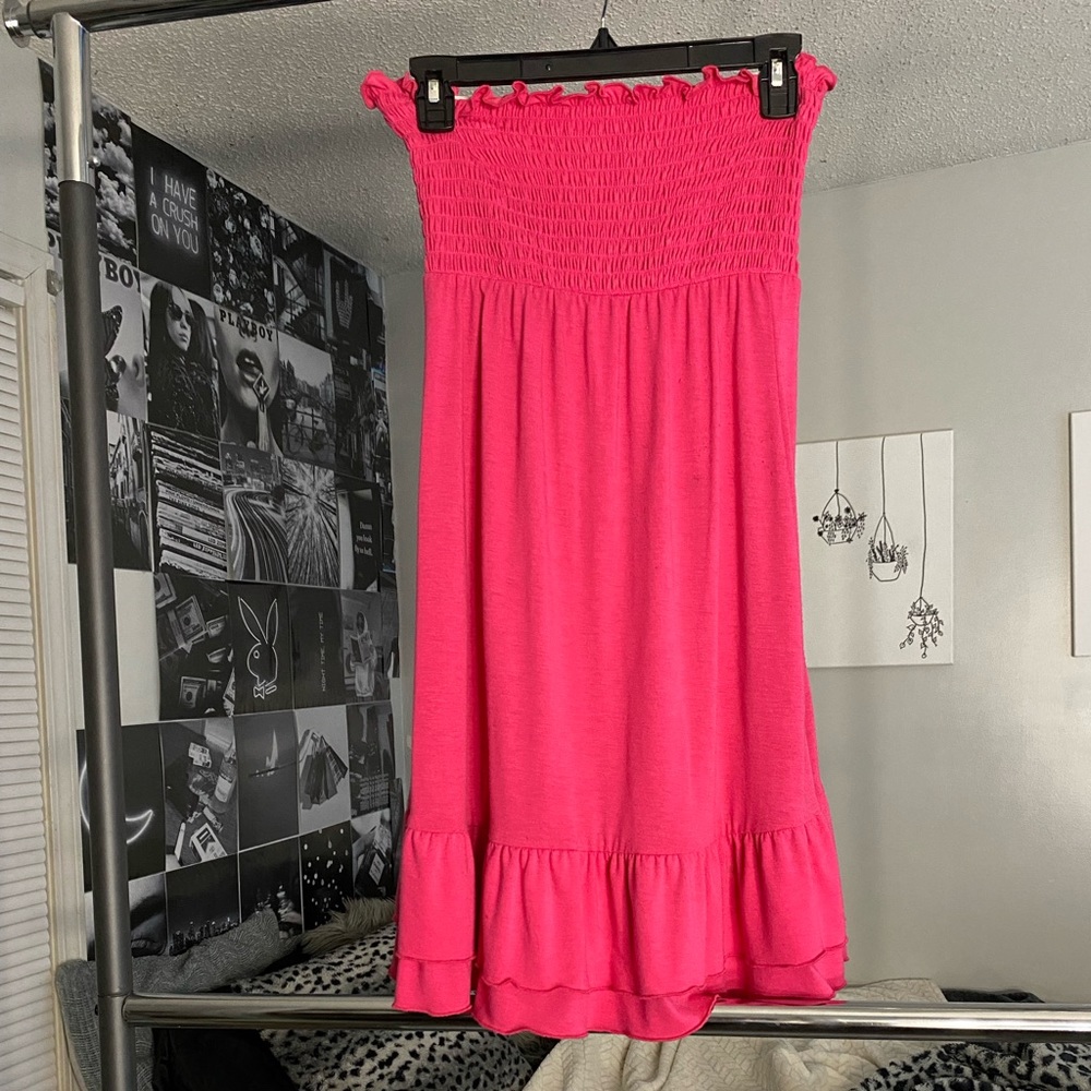 pink off the shoulder bathing suit cover